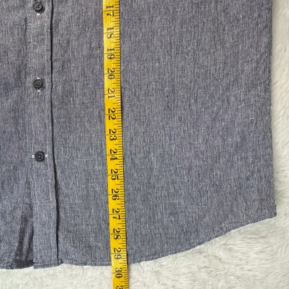 Banana Republic Linen Shirt Mens Large Navy Slim Fit Short Sleeve Button Up
